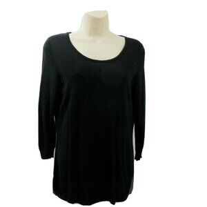 The Limited Black Knit Top Size M 3/4 Sleeve Pullover Scoop Neck Wool Blend